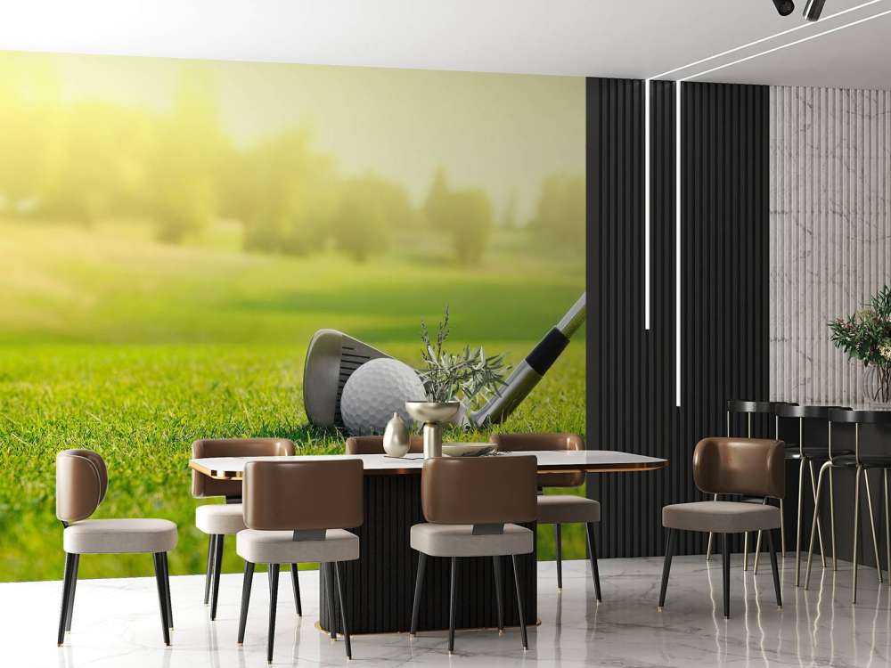 Golfclub met bal close-up