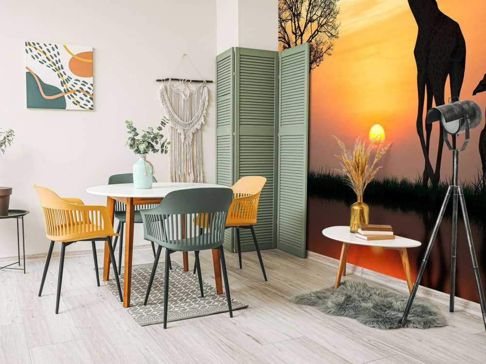 Giraffe achtergrond met zonsondergang