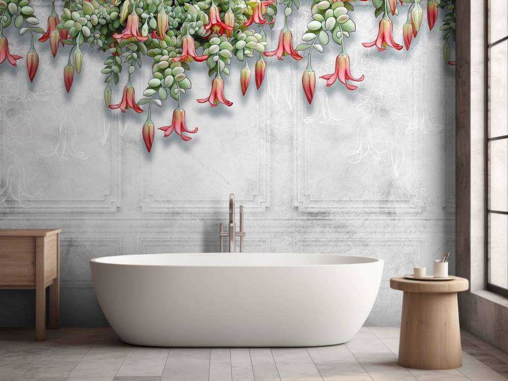 Exotische bloemen op beton