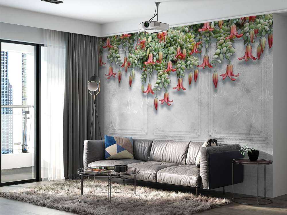 Exotische bloemen op beton