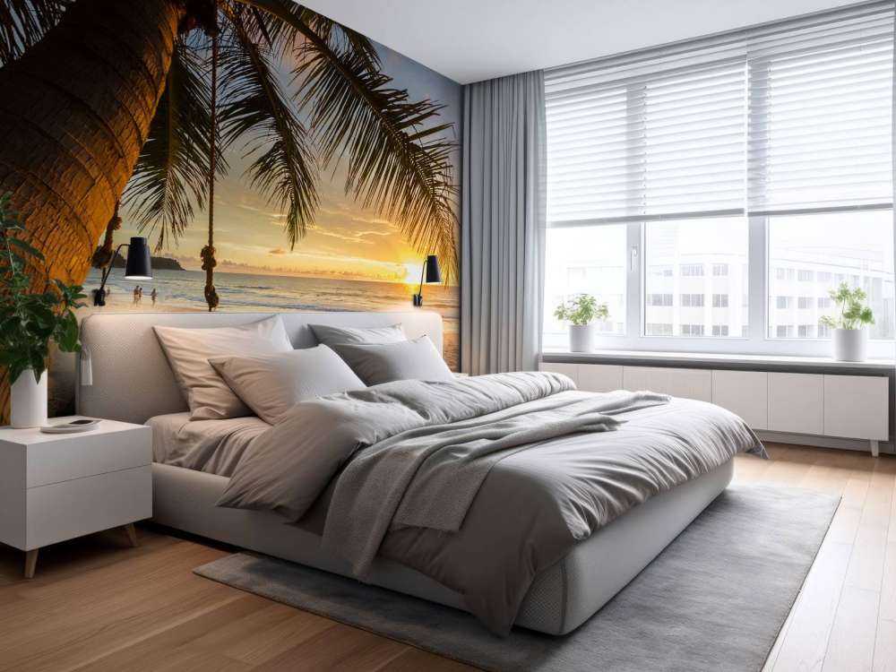 Palmboom bij zonsondergang