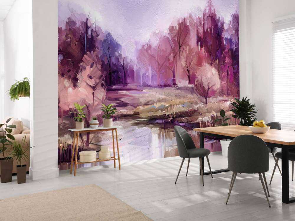 Olieverfschilderij van een prachtig kleurrijk landschap