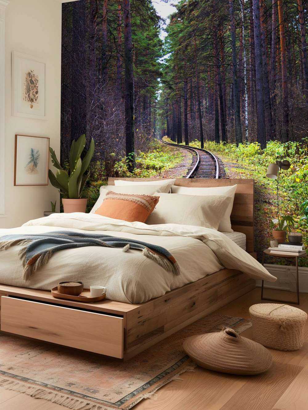 Spoorlijn door een bos