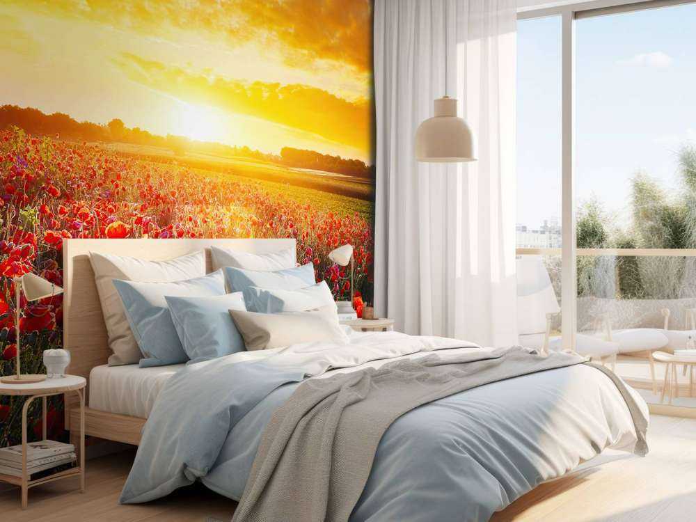 Klaprozen en zonsondergang