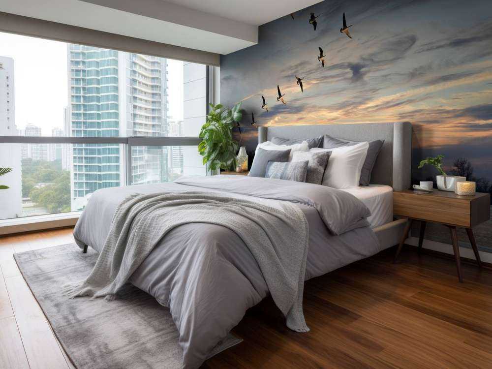 Grote Canadese ganzen in V-formatie