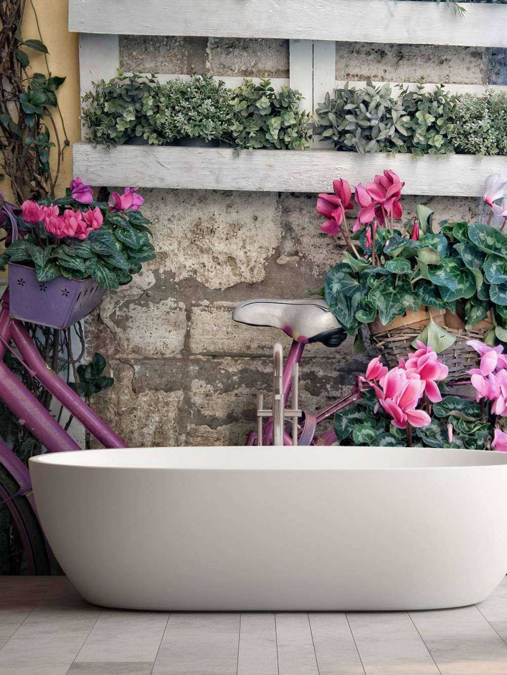 Vintage fiets met bloemen