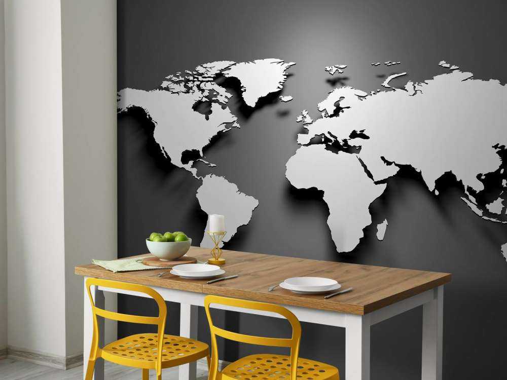 3D Wereldkaart zwart