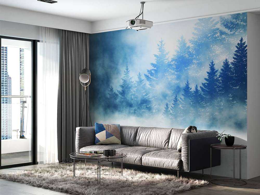 Donker bos met sneeuw