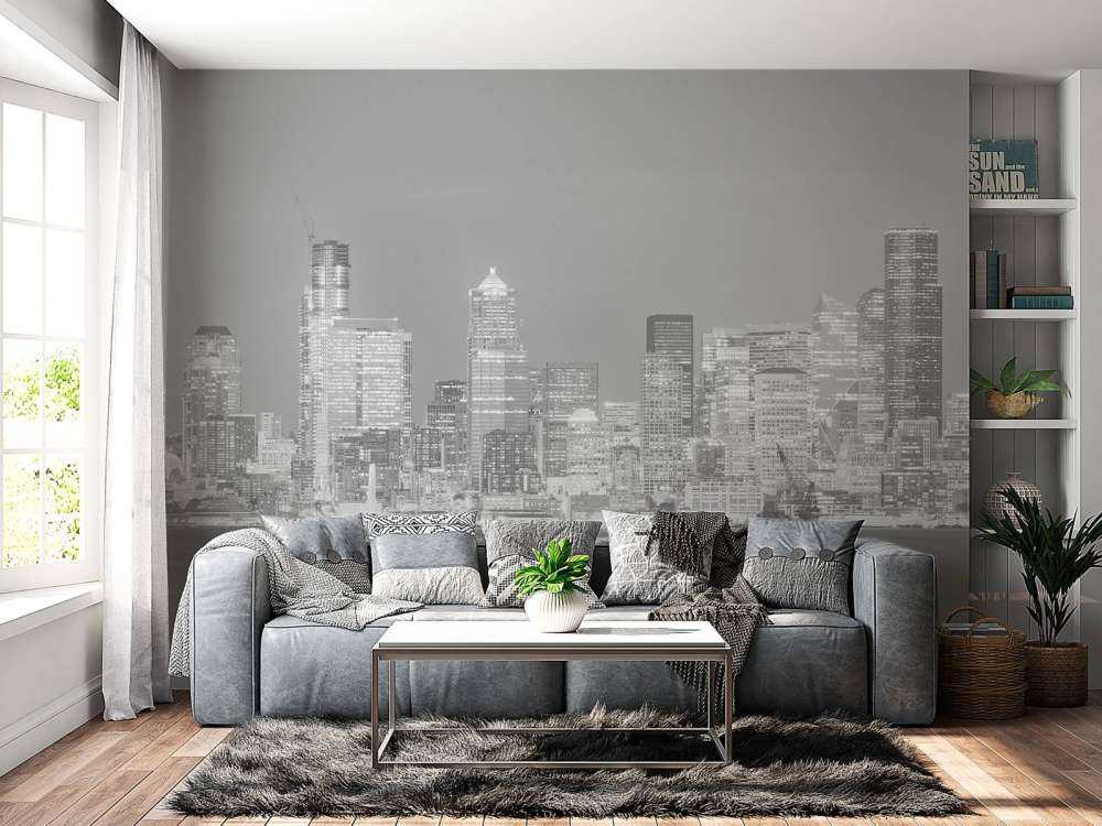 Skyline Seatlle in zwart - wit