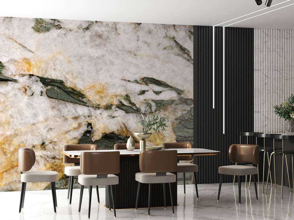 Wit marmer met groene elementen