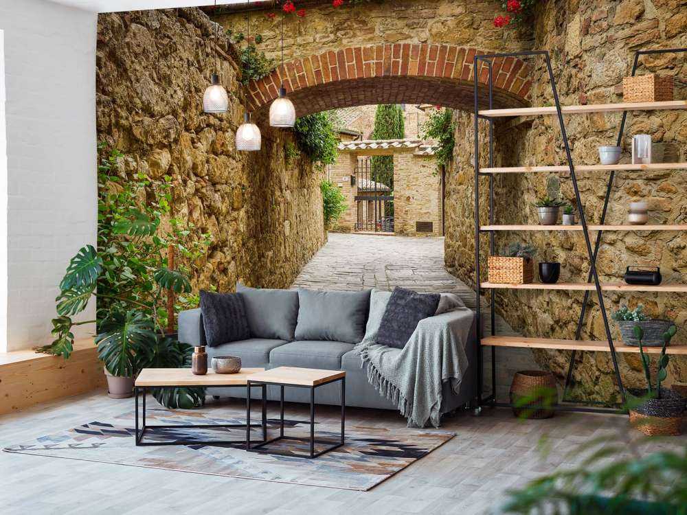 Boogje met rode bloemen