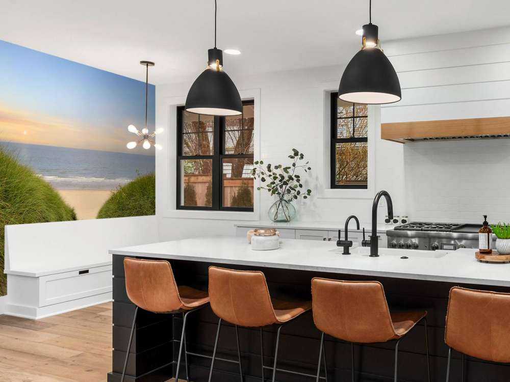 Zonsondergang bij strand