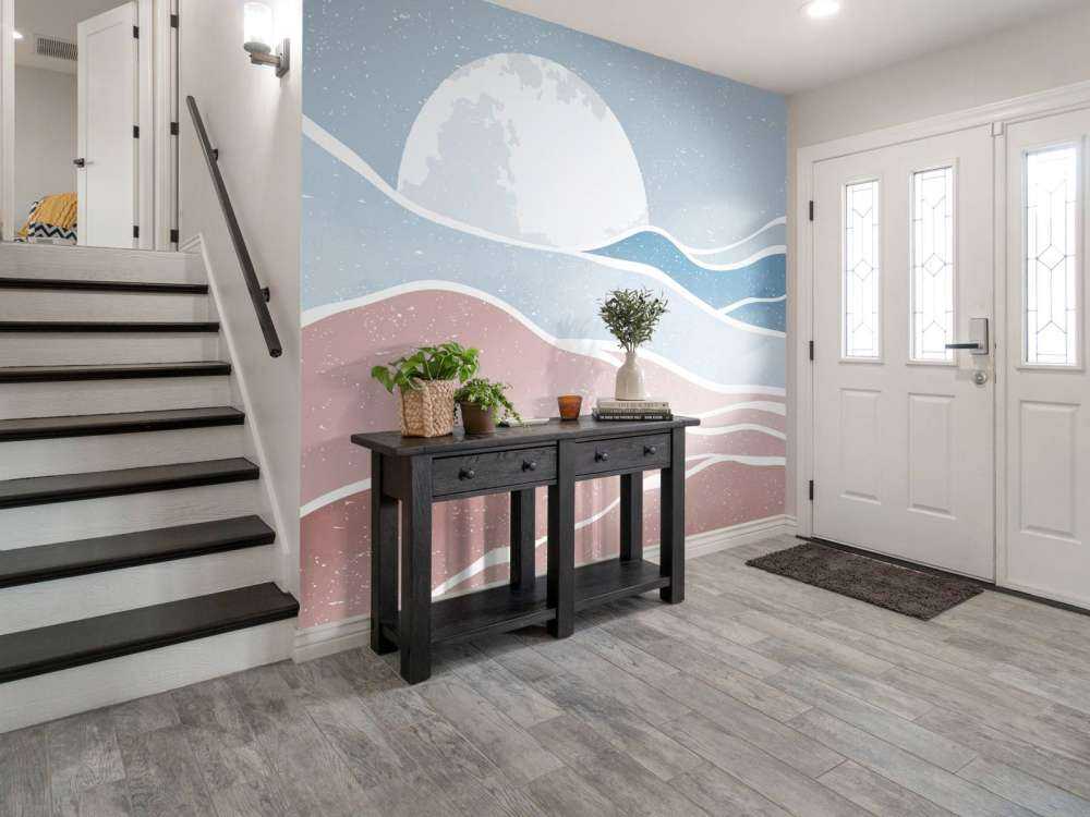 Gekleurde oceaangolven met de maan