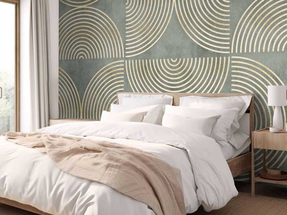 Eclectic Circles Modern Art Green Gold