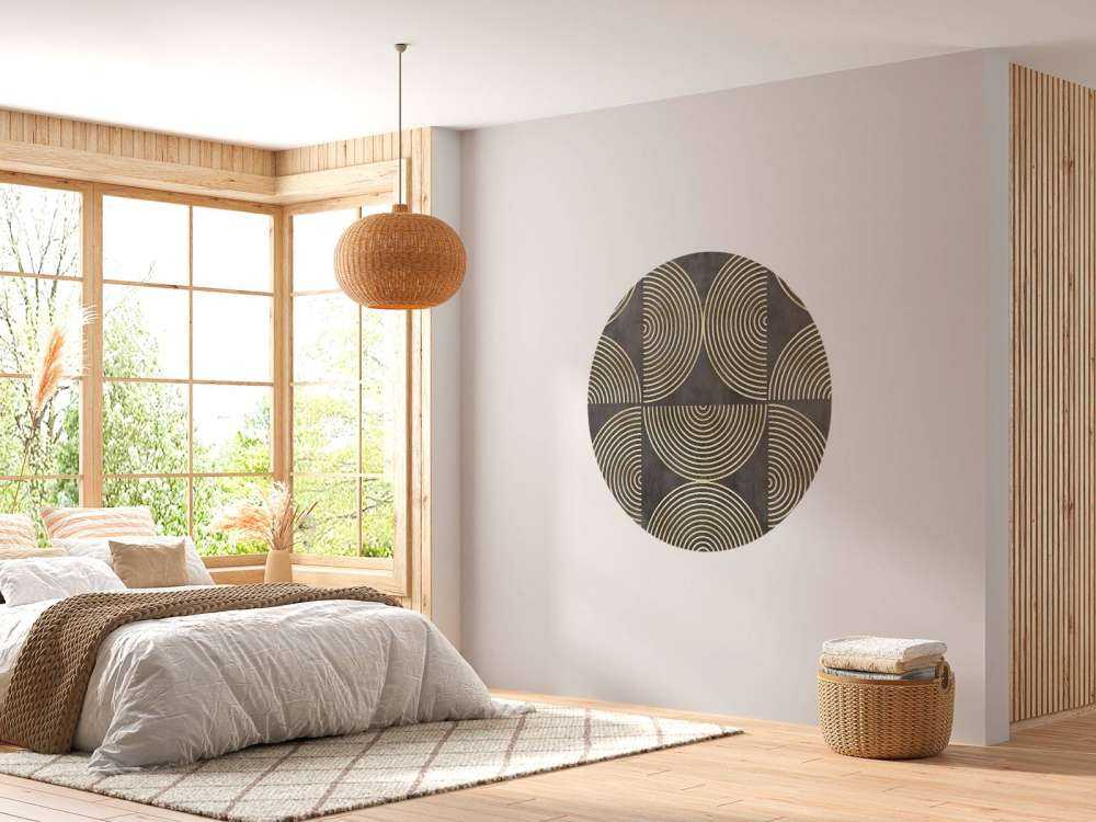 Eclectic Circle Modern Art Gold Brown