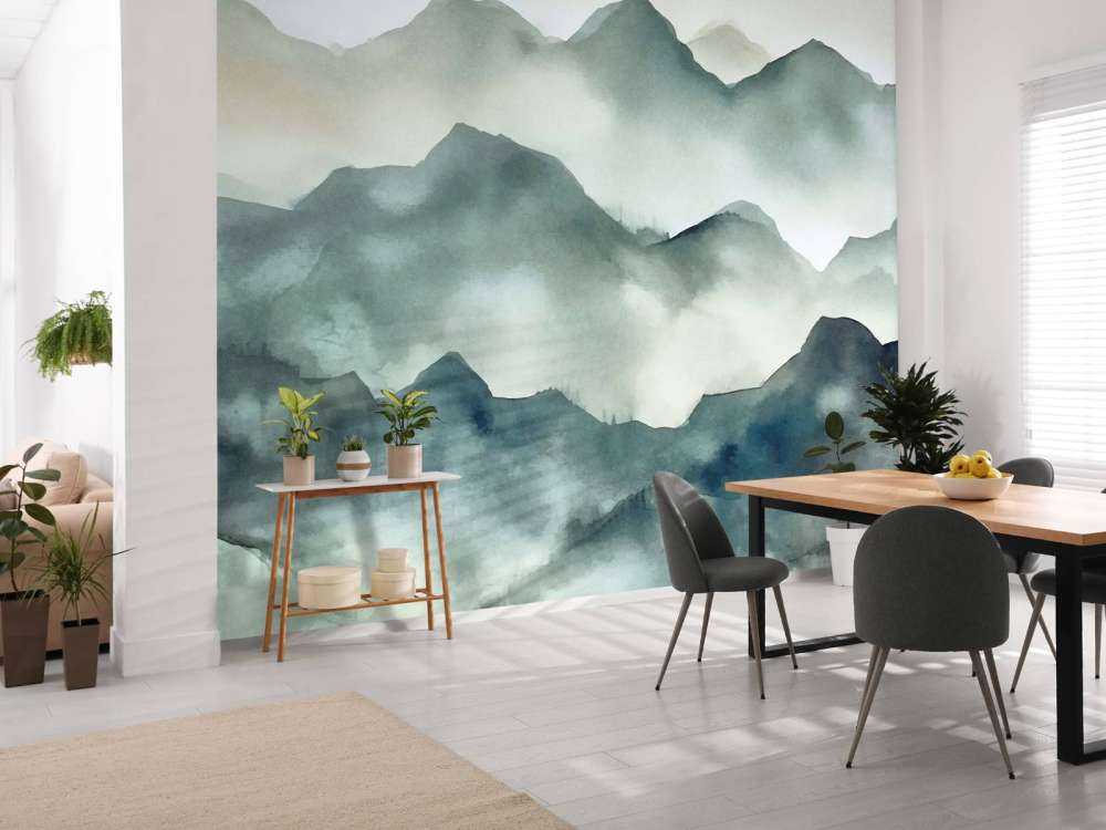 Misty Mountains Watercolor Landscape