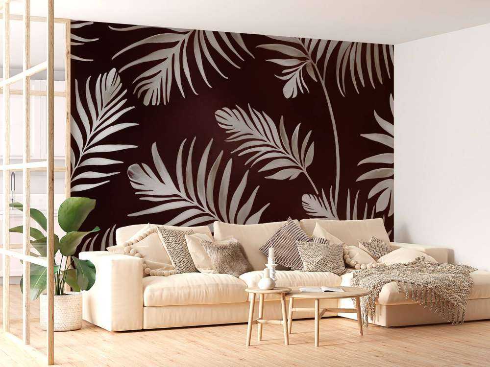 Golden leaves on dark Deep Blue