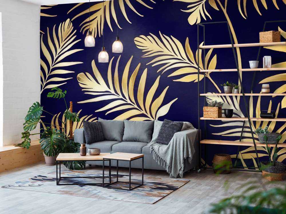 Golden leaves on dark Copper