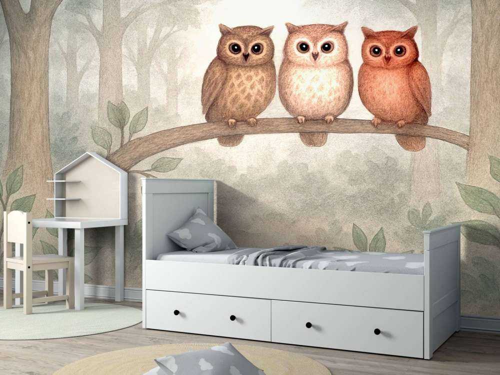 Drie uiltjes in het bos