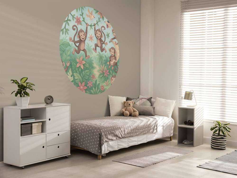 Vrolijke apen in de bloemenjungle