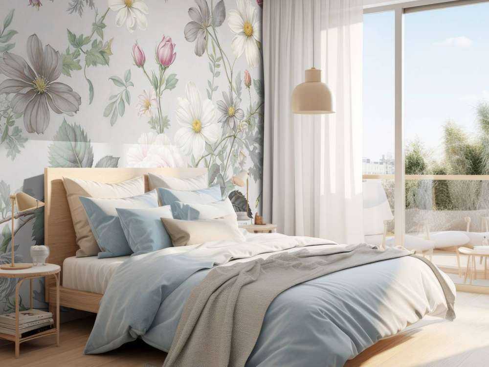 Romantische bloemen op mistgrijs