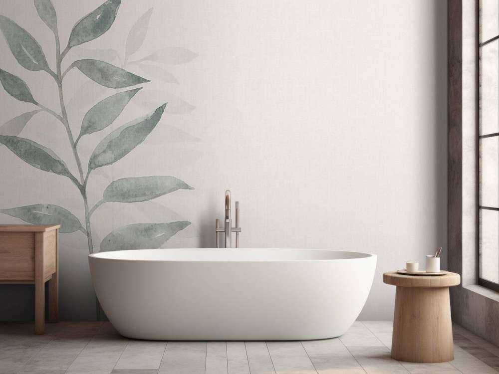 Minimalistische tak in grijsgroene aquarel