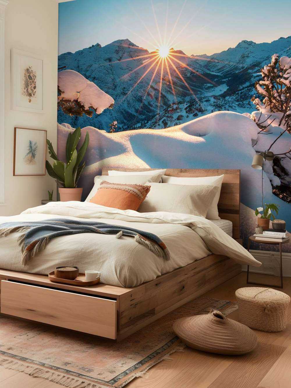 Ochtendzon over besneeuwd dal