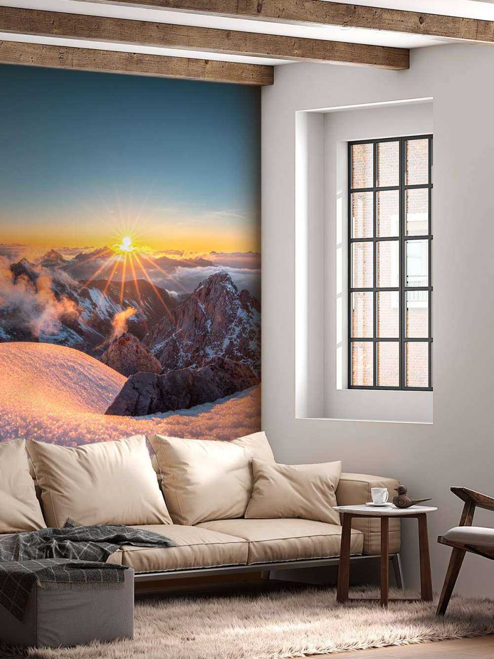 Gouden Zon Over Bergtoppen