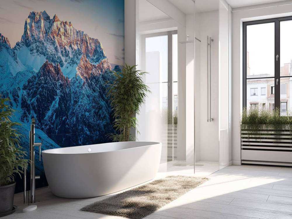 Avondgloed op sneeuwtoppen