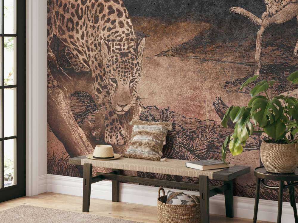 Luipaarden in schemerwoud