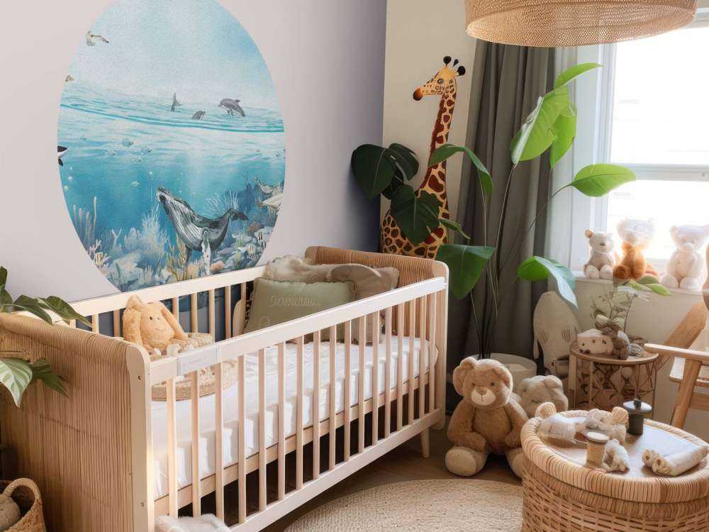 Oceaan landschap met dieren in kleur