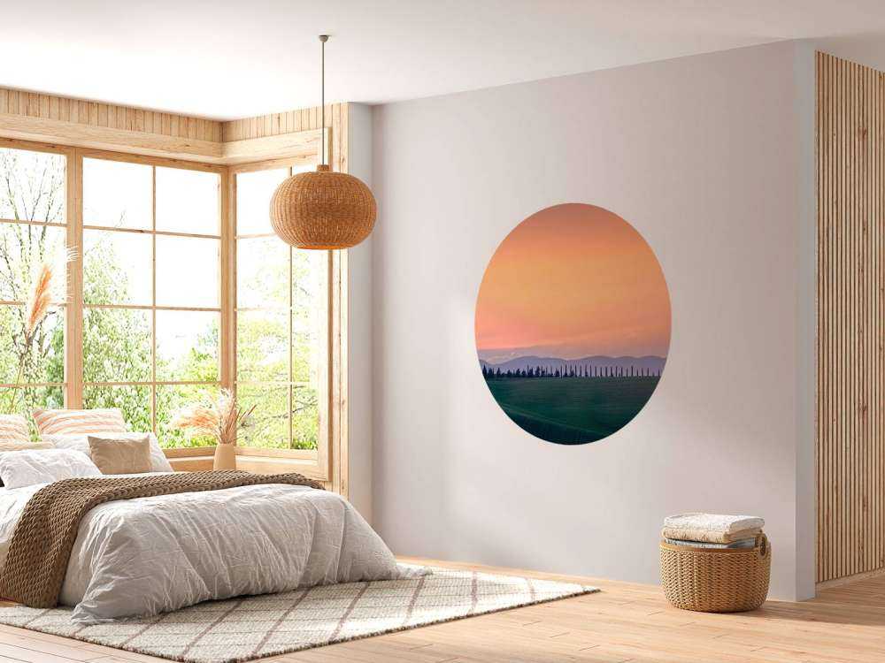 Italiaans landschap met oranje lucht