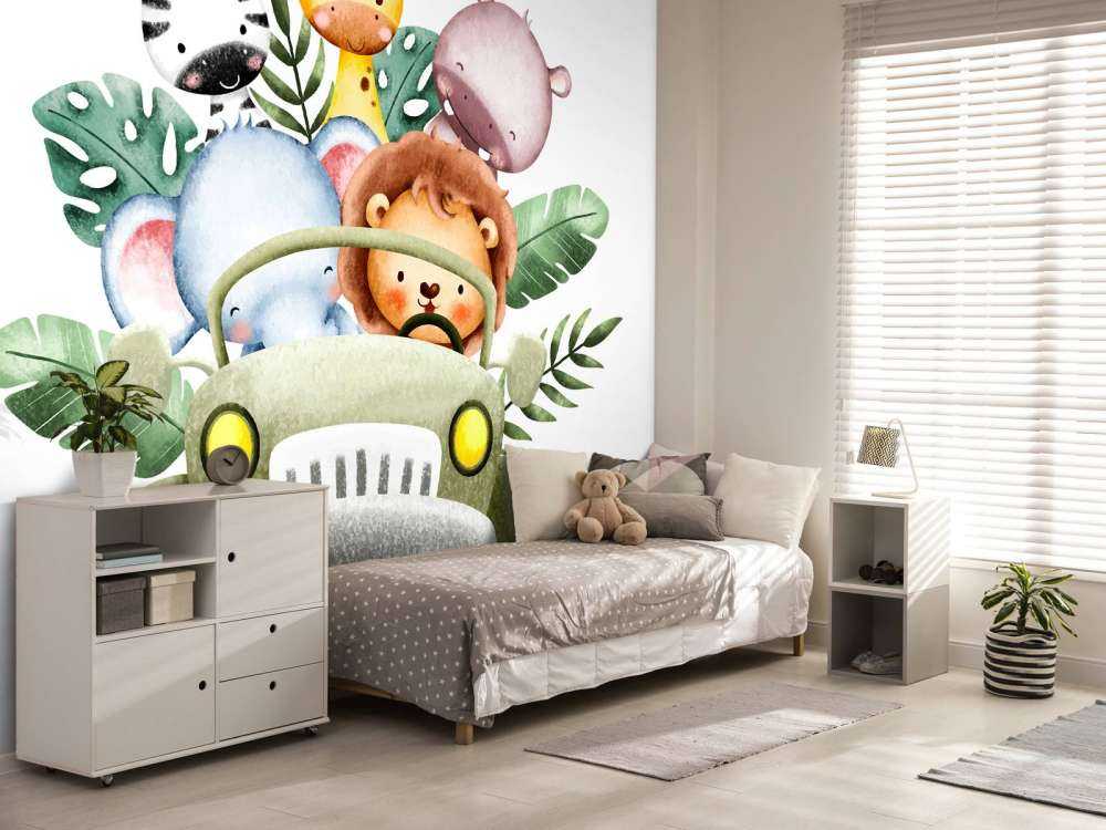 Safari dieren in jeep