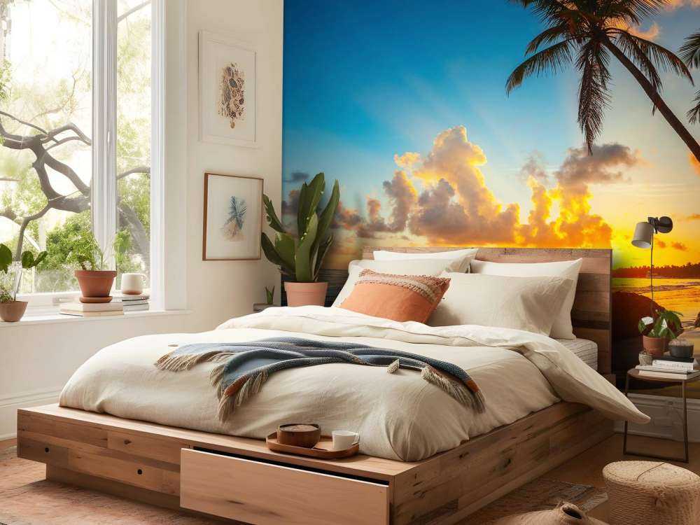 Zonsondergang met palmbomen