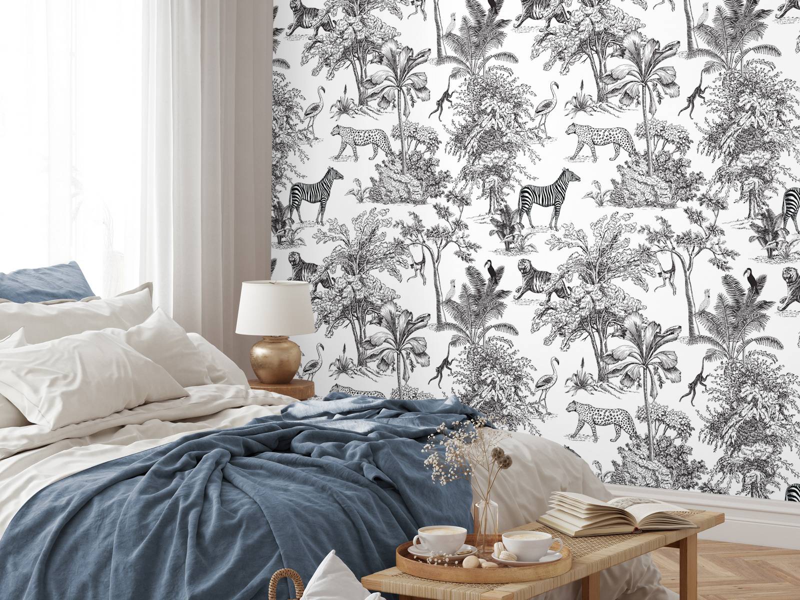Jungle patroon in zwart-wit