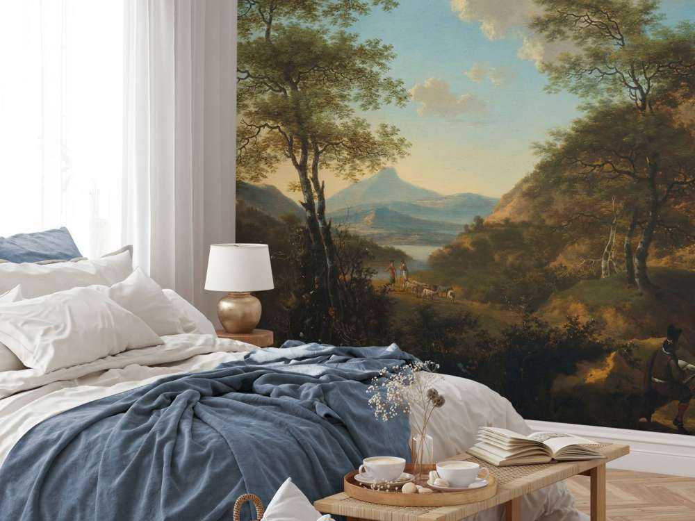 Italiaans landschap met tekenaar