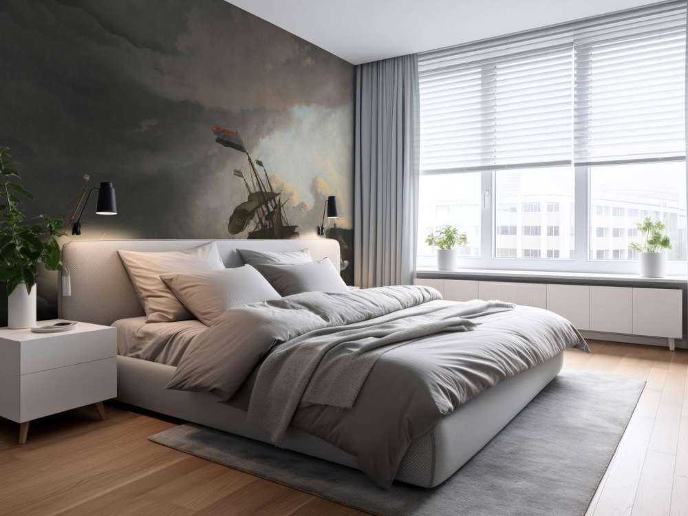 Oorlogsschepen tijdens een storm