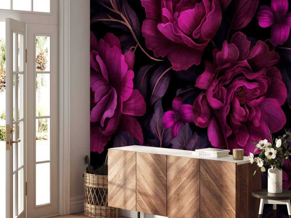 Velveteen dark moody flowers fuchsia pink