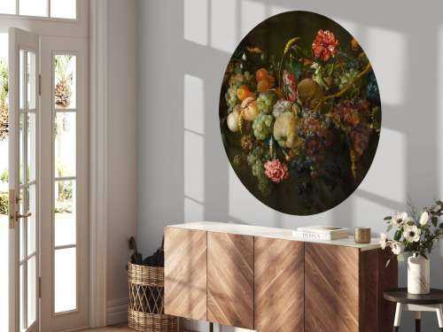 Guirlande van vruchten met enkele bloemen