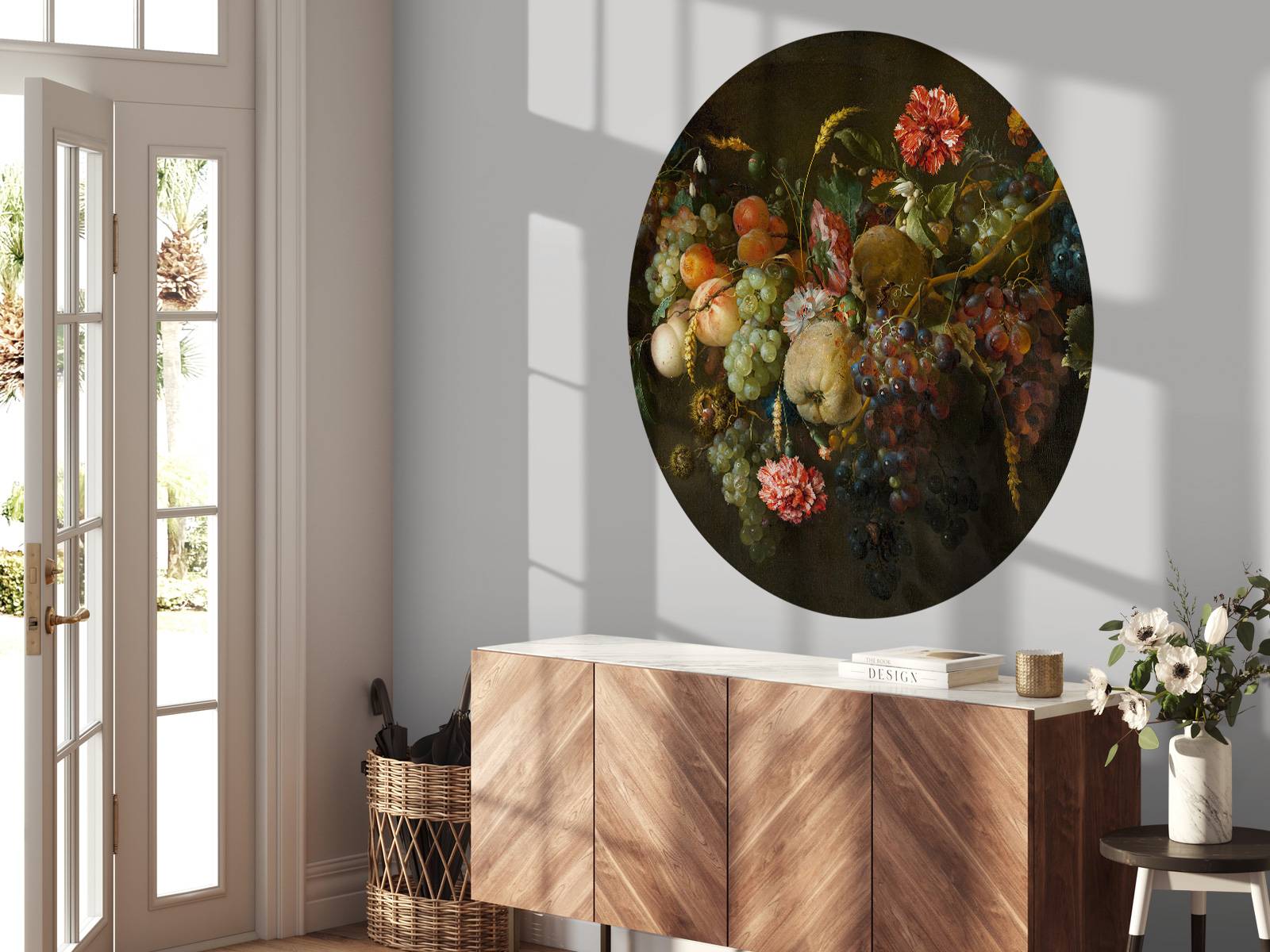 Guirlande van vruchten met enkele bloemen