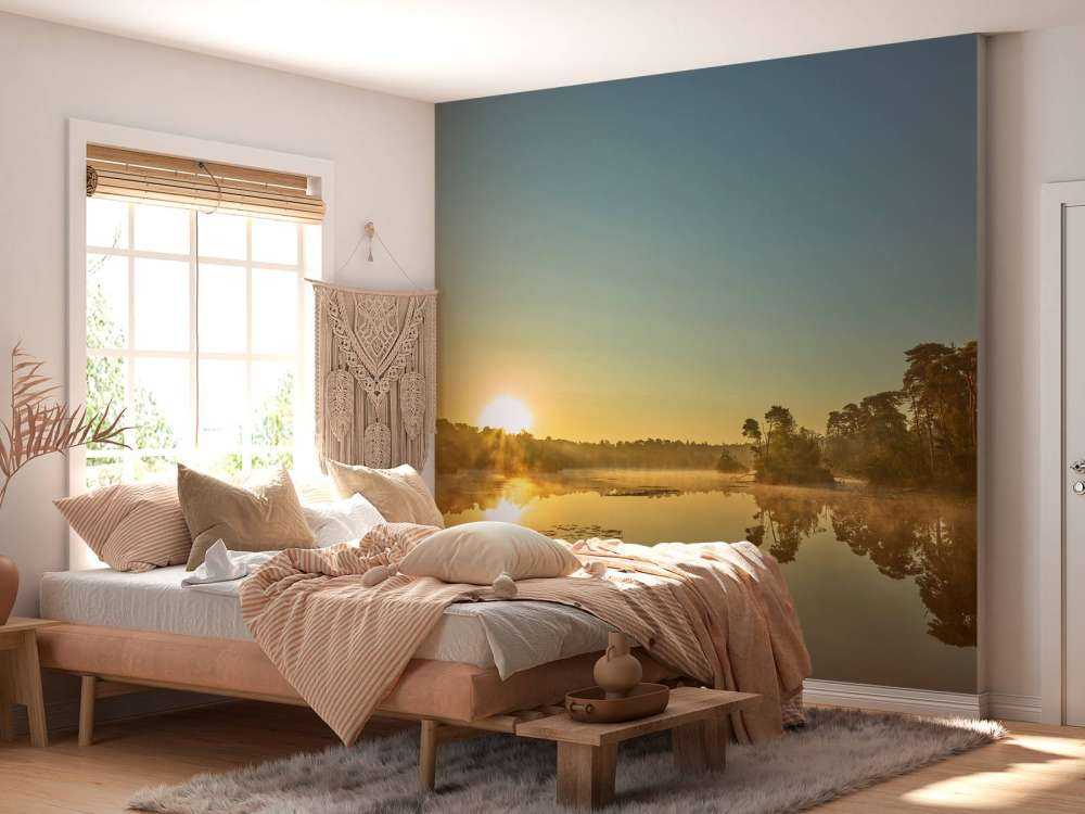 Zonsopkomst bij bosmeer