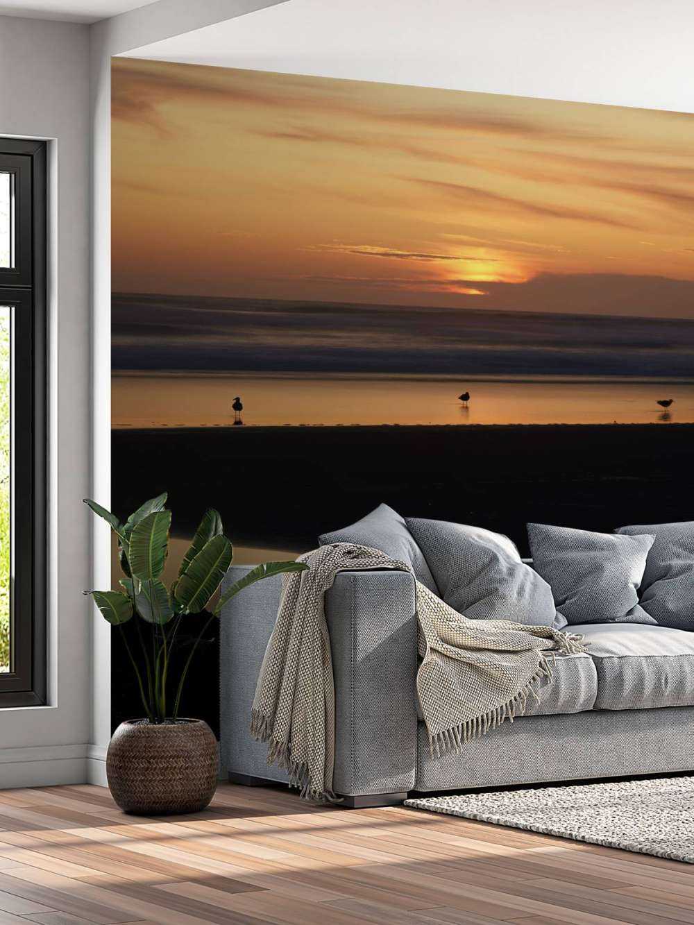 Vogels bij zonsondergang