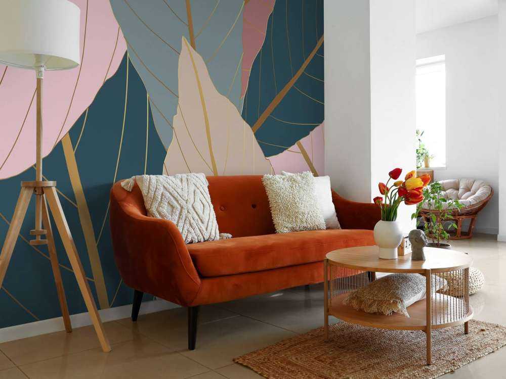 Tropische bladeren met goud