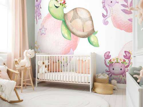 Roze zeebodem babykamer