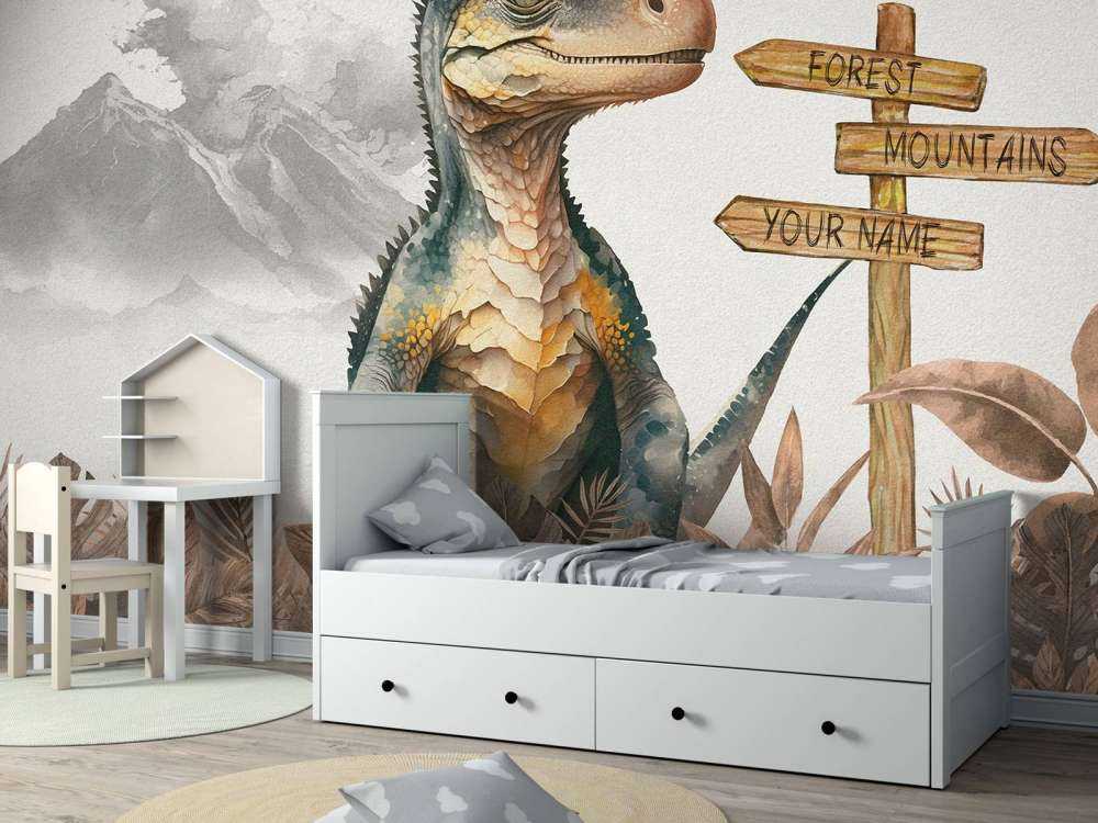 Baby velociraptor in de jungle taupe