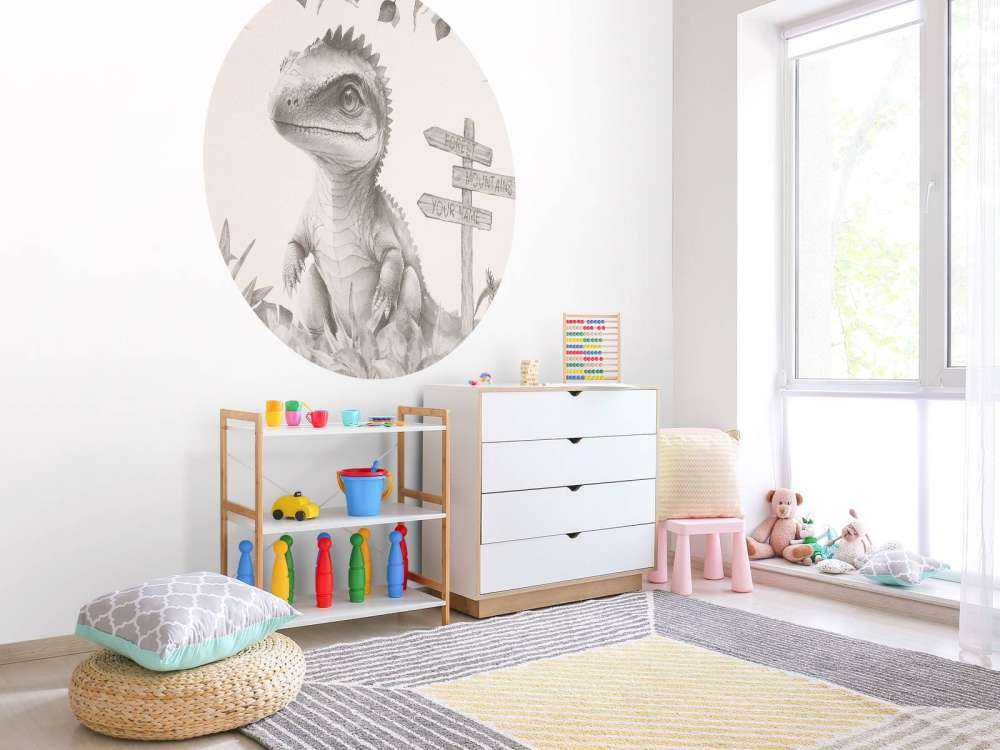 Baby spinosaurus in de jungle beige