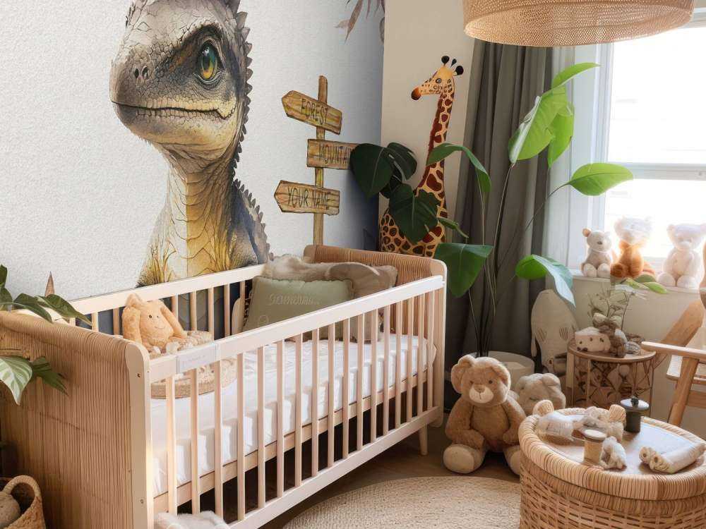 Baby spinosaurus in de jungle taupe