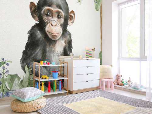 Baby chimpansee in de jungle