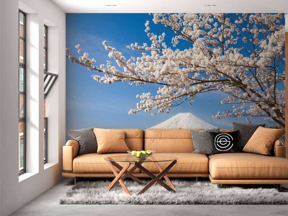 Bloesem voor de Fuji Berg