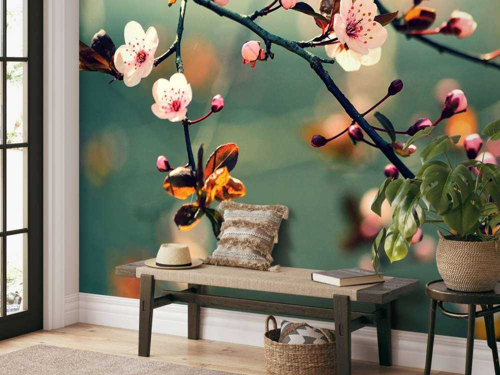 Bloesem in Volle Bloei met Groene Achtergrond